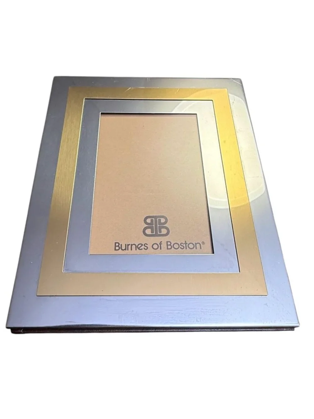 BURNES of BOSTON Photo Frame Silver Gold Metal Desk or Wall Vintage Modern Deco